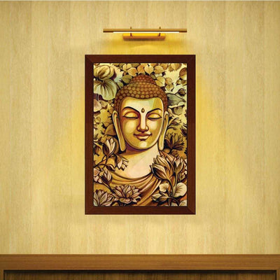 Buddha Mukh Floral Round Painting (Brown)