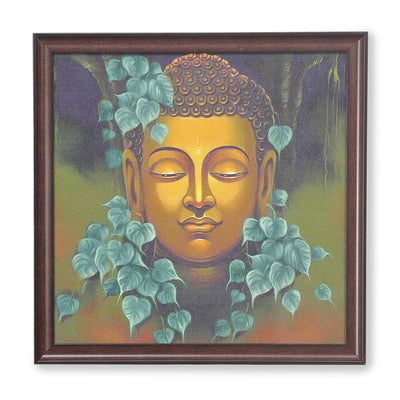 Buddha Mukh With Leaf Painting (Emerald)