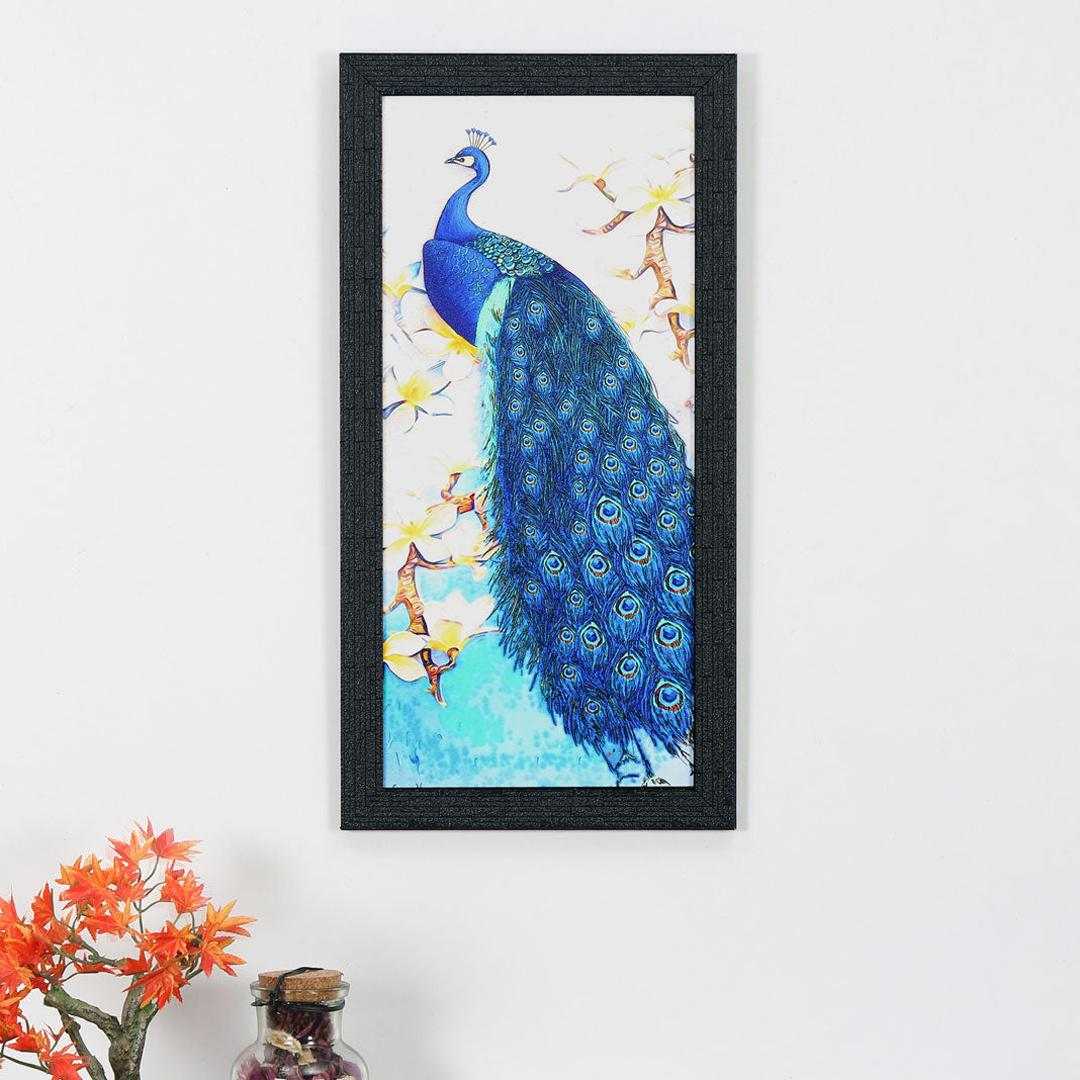 Peacock on Branch Painting (Sea Green)