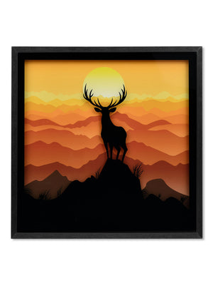 Deer on Mountain Glass Painting (Mustard)