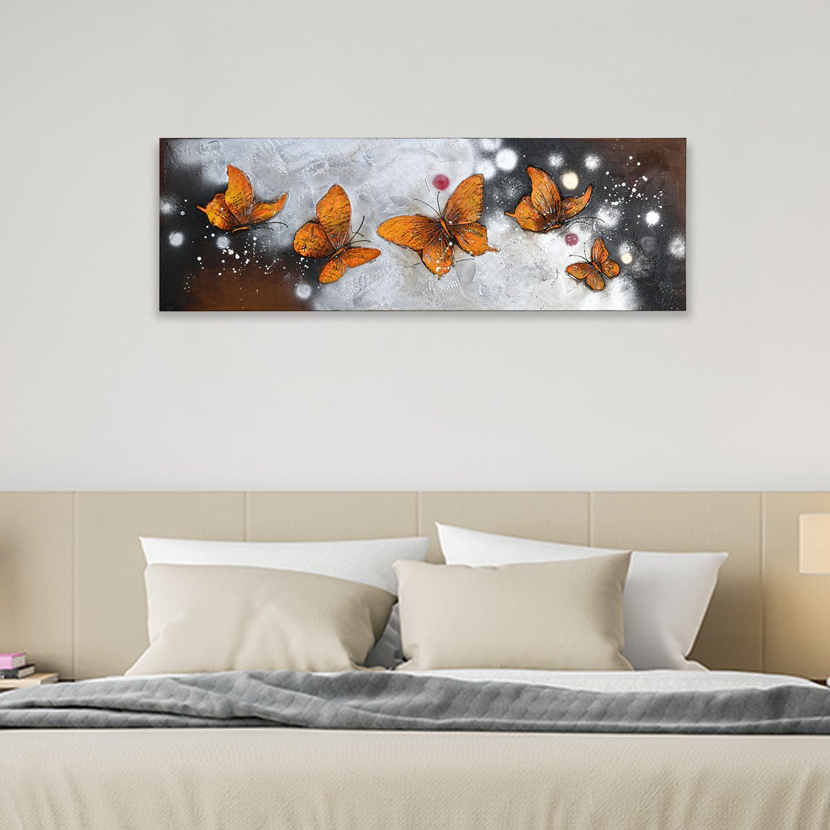 Buy Butterflies Emboss Painting (Orange) Online- At Home by