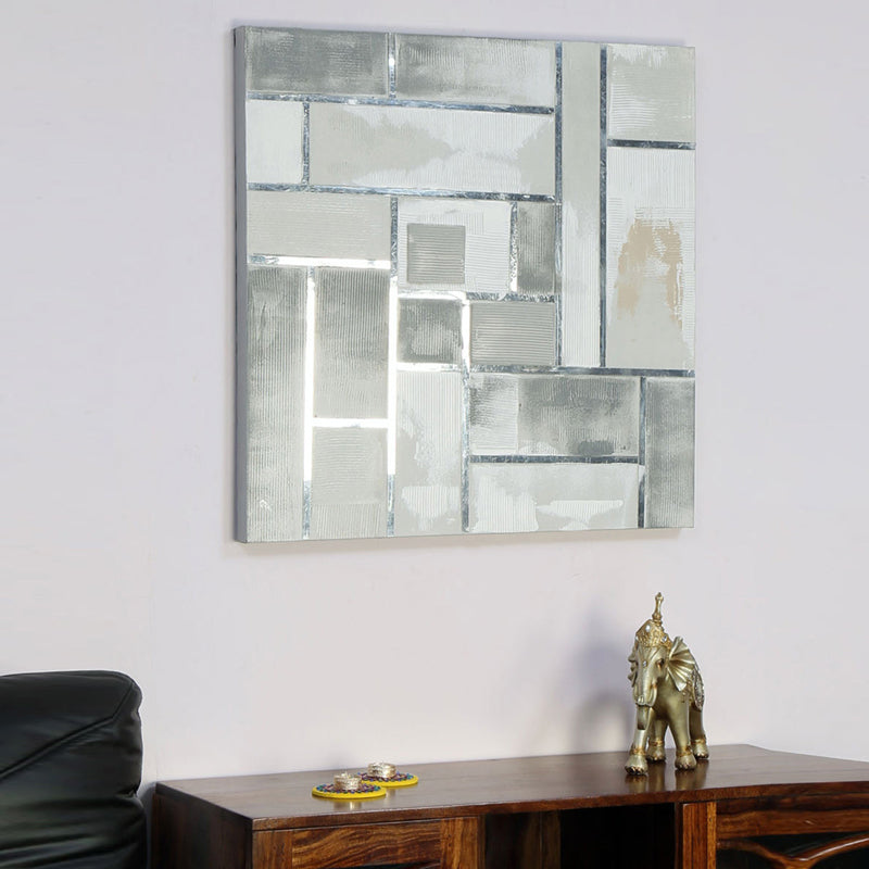 Emboss Geometry Abstract Painting (Silver)
