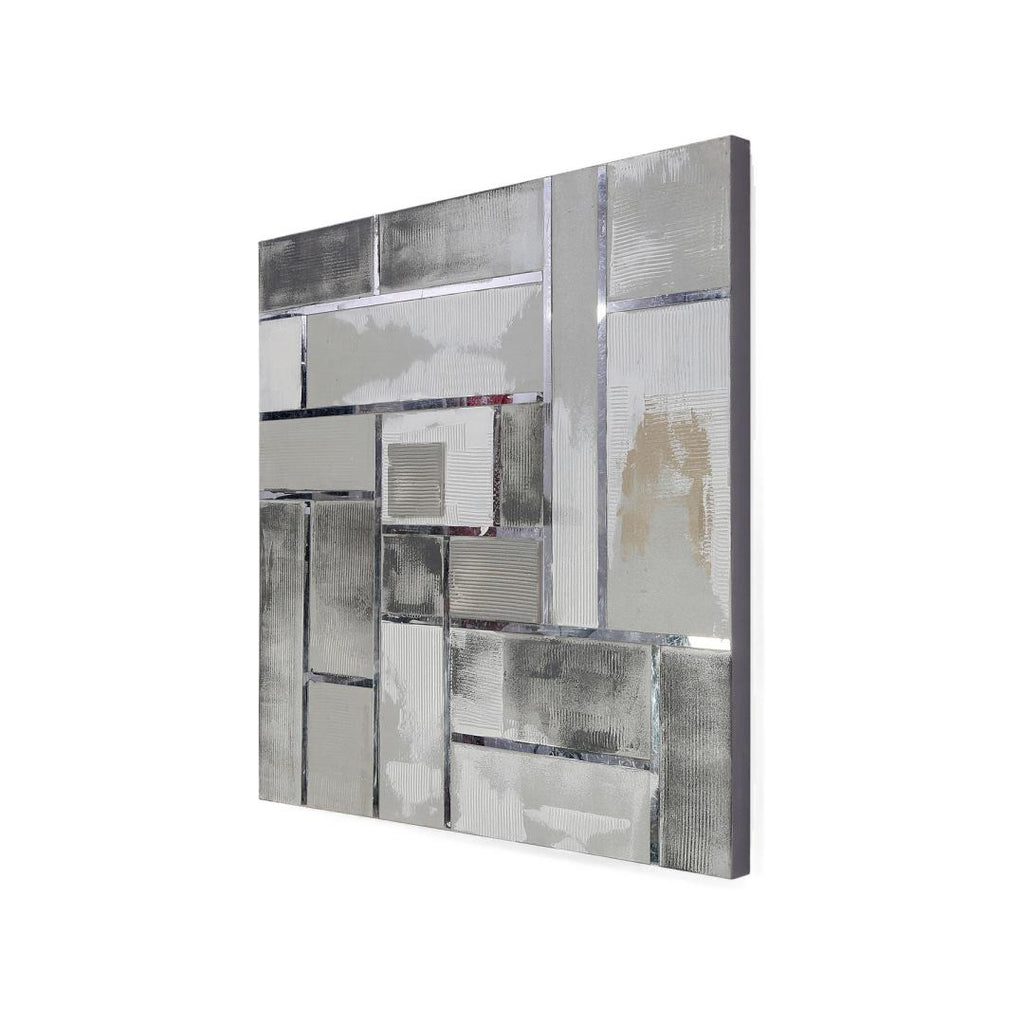 Emboss Geometry Abstract Painting (Silver)