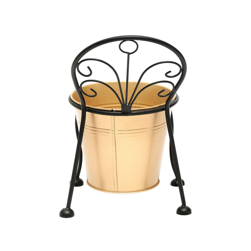 Mini Chair Planter (Black & Gold)