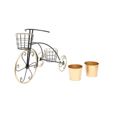 2 Pots Tricycle Planter (Black & Gold)
