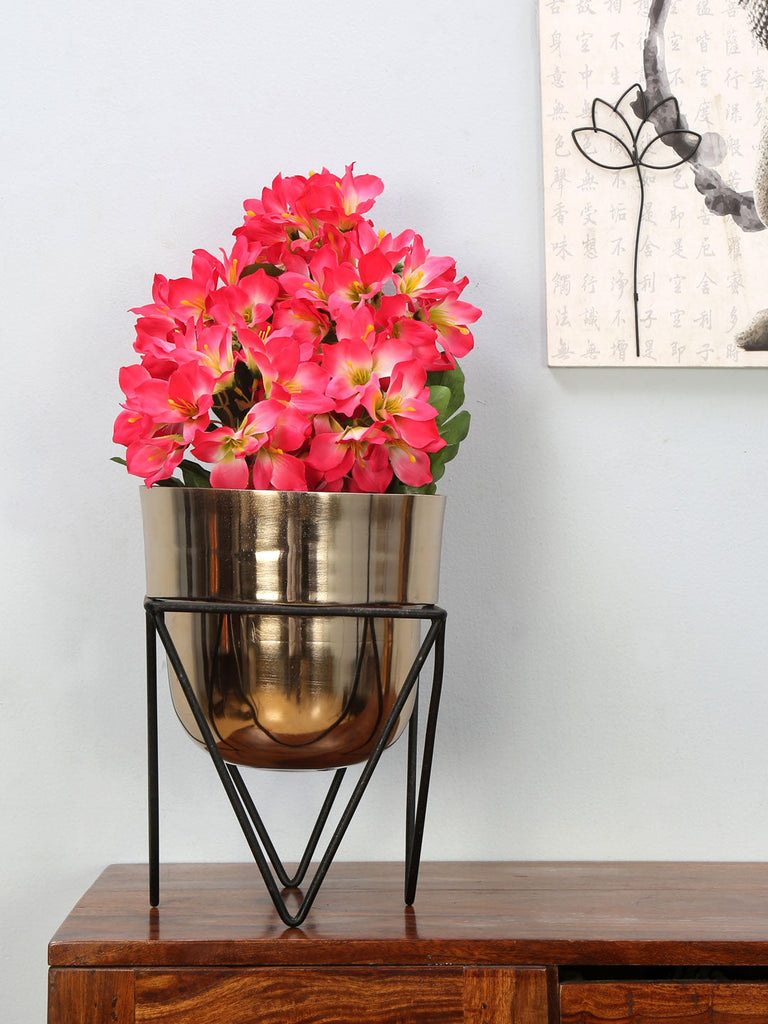 Planter with Stand (Gold & Black)