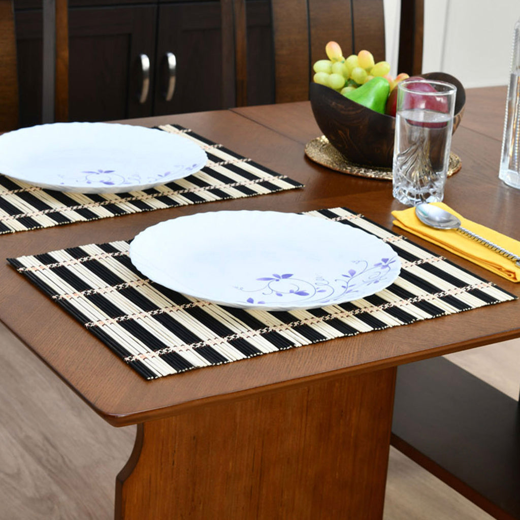 Bamboo Placemat 45 x 30 cm Set of 6 (Brown & Black)