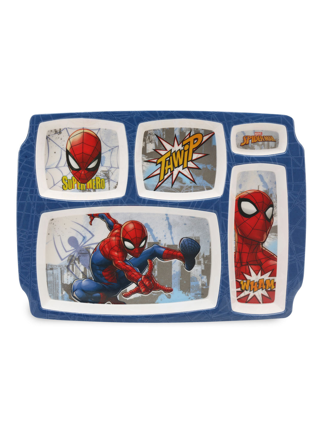 Spiderman Rectangle 5 Partition Plate (Multicolor)