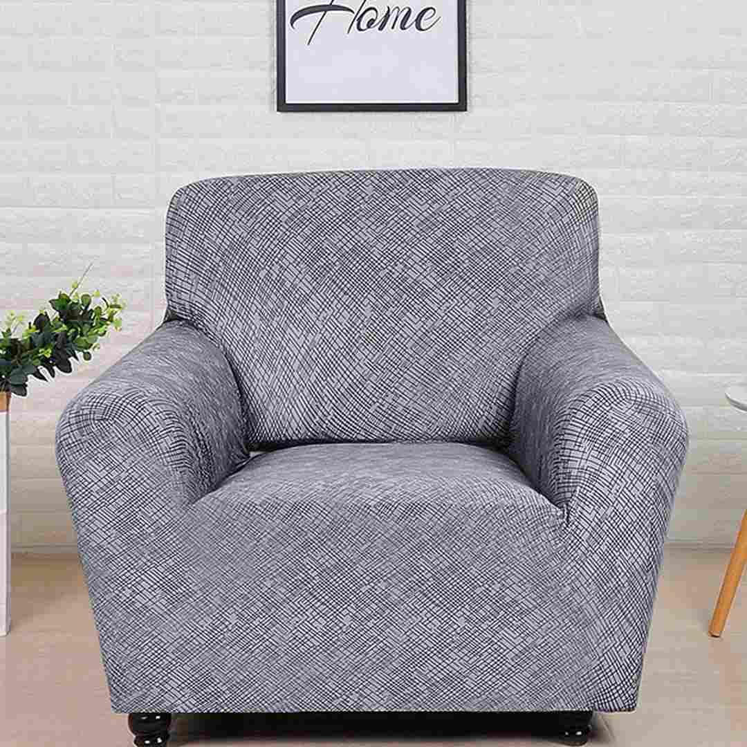 Textured Elegance Fitted 1 Seater Sofa Cover Grey & Multicolor