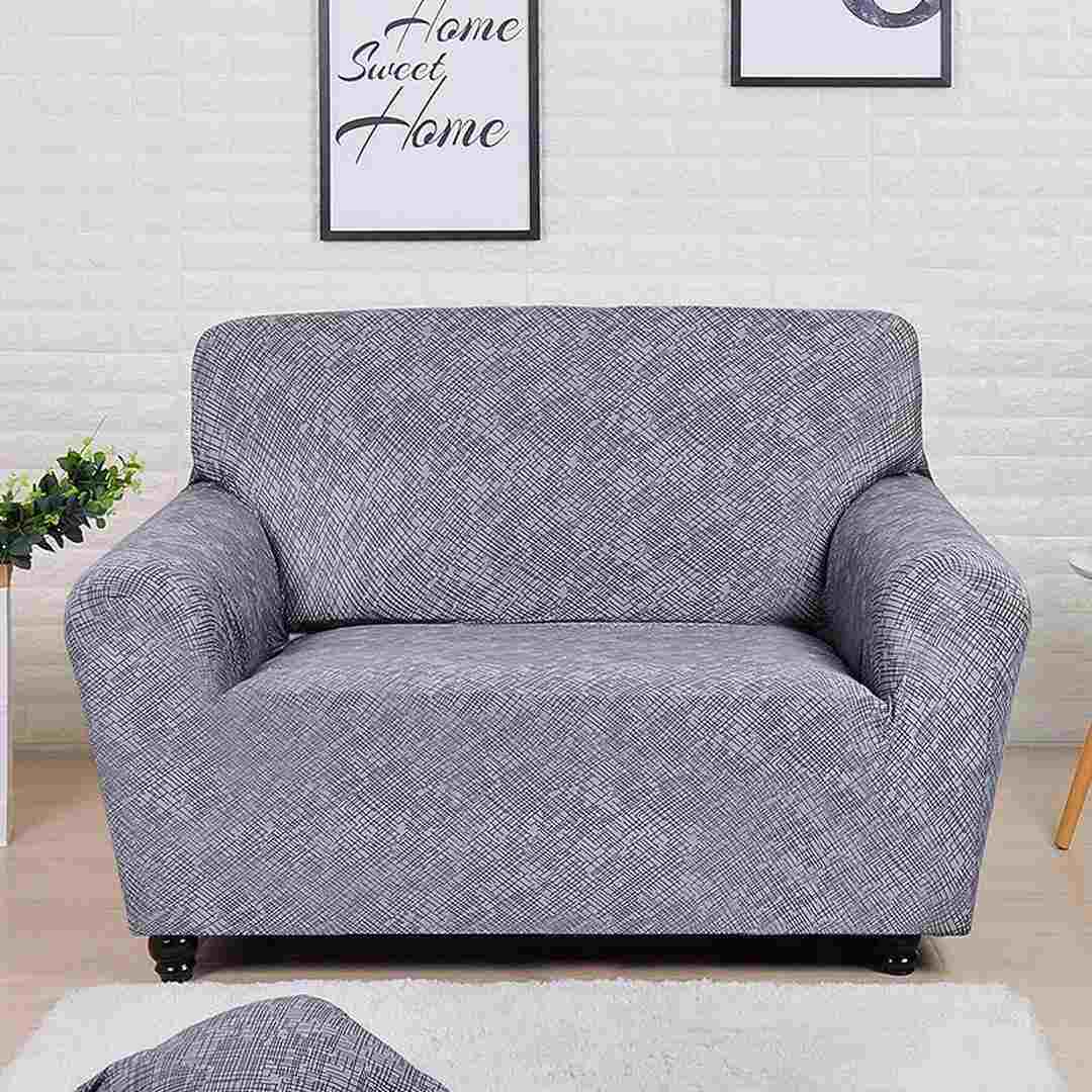 Textured Elegance Fitted 2 Seater Sofa Cover Grey & Multicolor