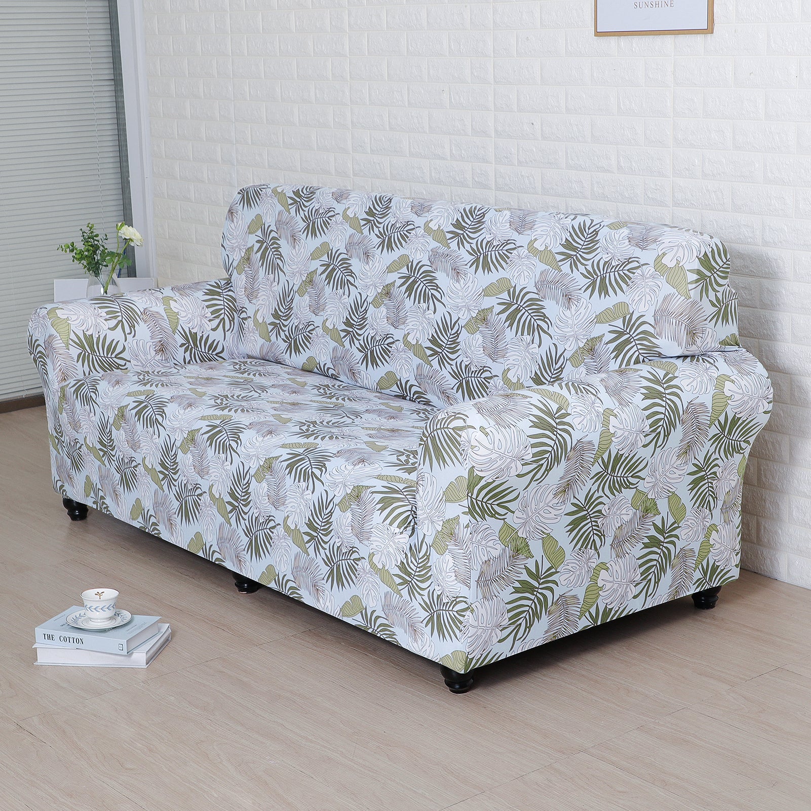 Floral Elegance Fitted 3 Seater Sofa Cover Off White & Multicolor