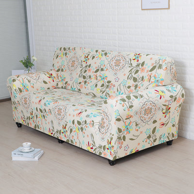 Floral Elegance Fitted 3 Seater Sofa Cover White & Multicolor