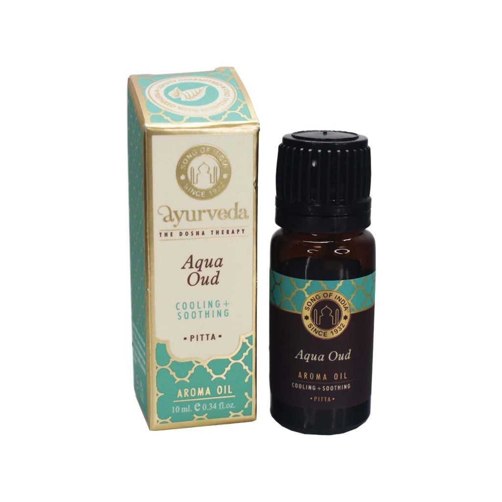 Song of India Aqua Oud Luxurious Veda Aroma Oil in Glass Bottle with Orifice Reducer