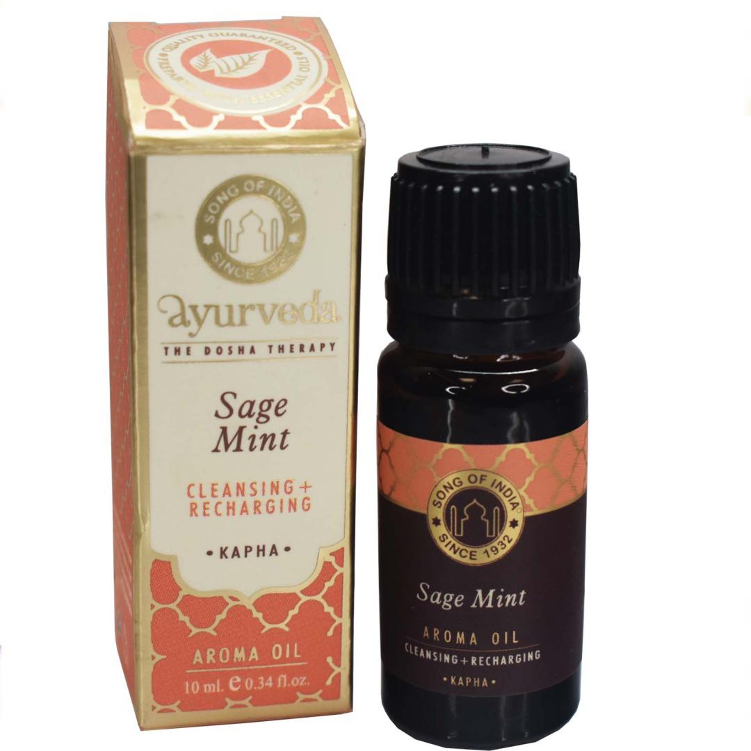 Song of India Sage Mint Luxurious Veda Aroma Oil in Glass Bottle with Orifice Reducer