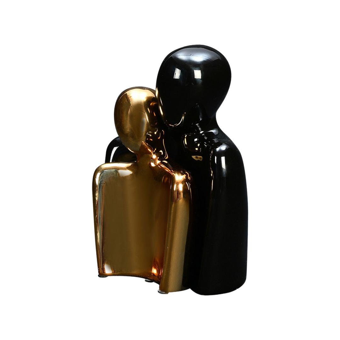 Bust Couple Decorative Ceramic Showpiece (Black & Gold)