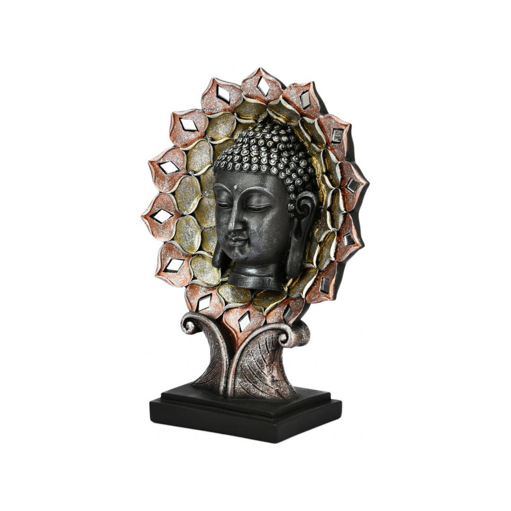 Buddha Face on Tree Polyresin Showpiece (Gold)