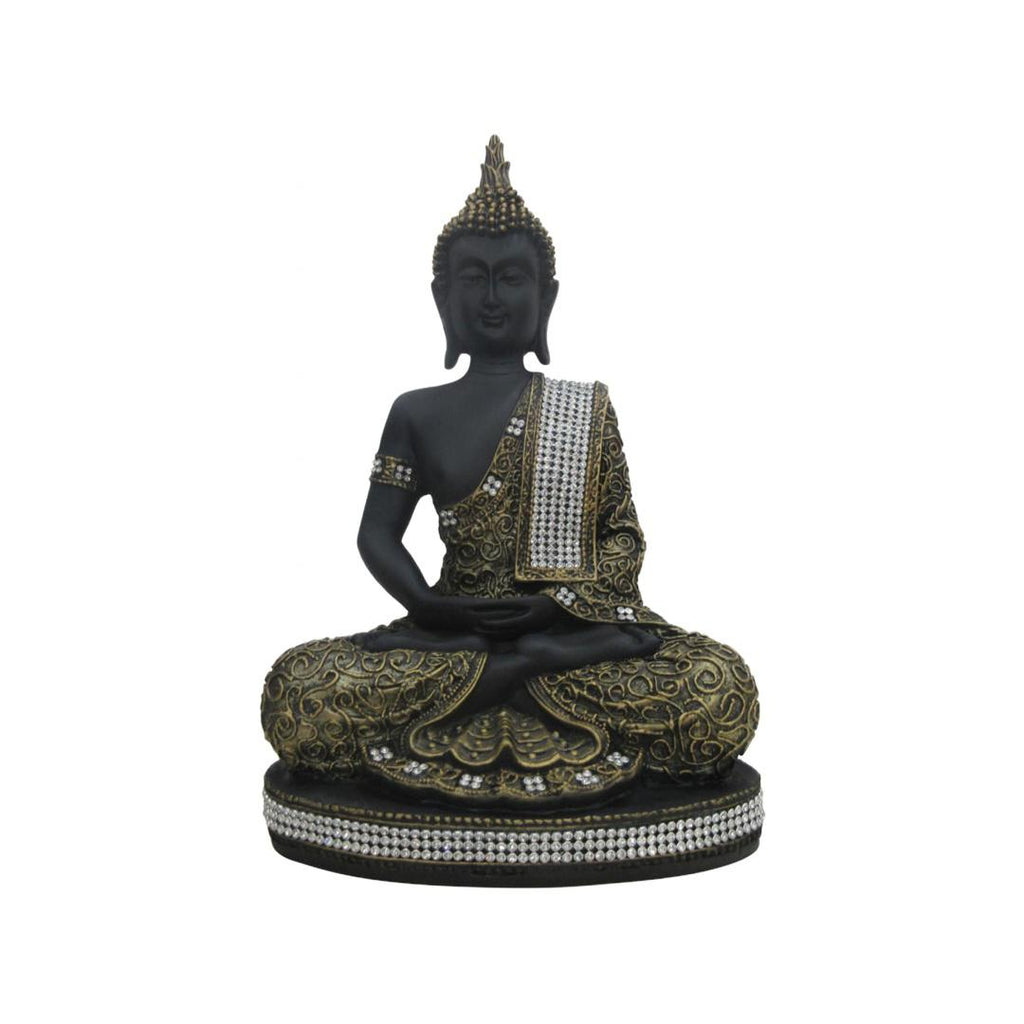 Dhyana Buddha Polyresin Showpiece (Black & Gold)