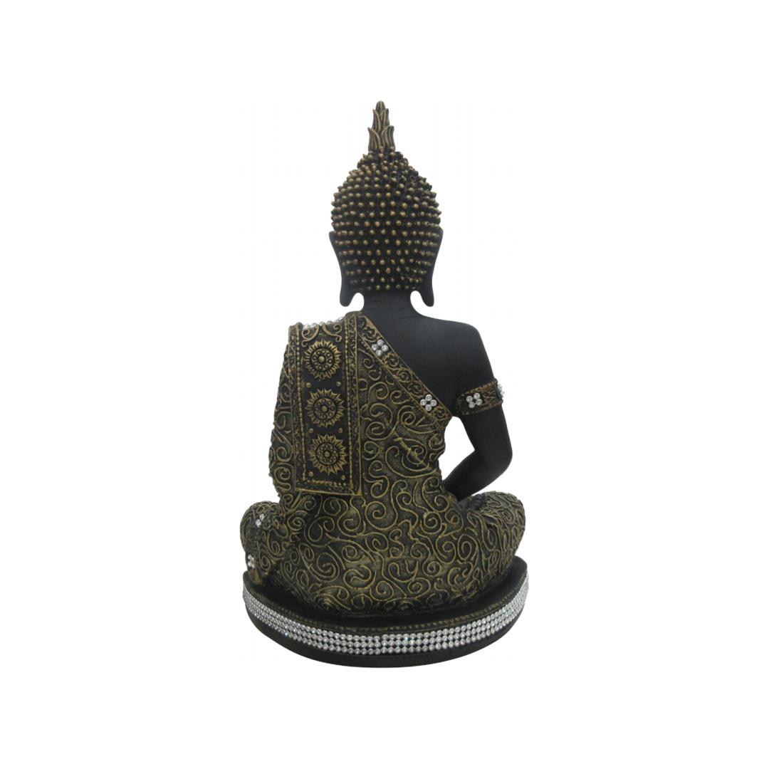 Dhyana Buddha Polyresin Showpiece (Black & Gold)