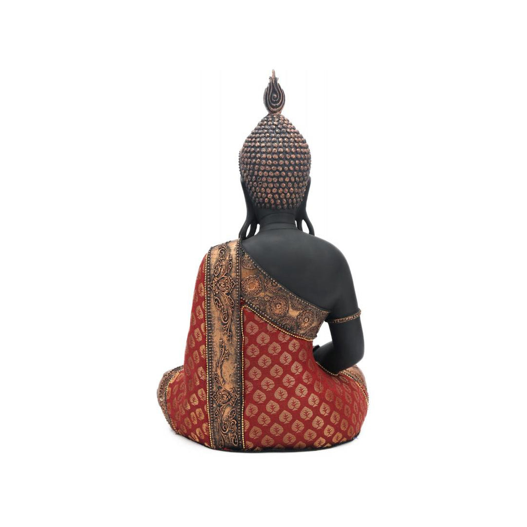 Dhyana Sitting Buddha Polyresin Showpiece (Black & Red)