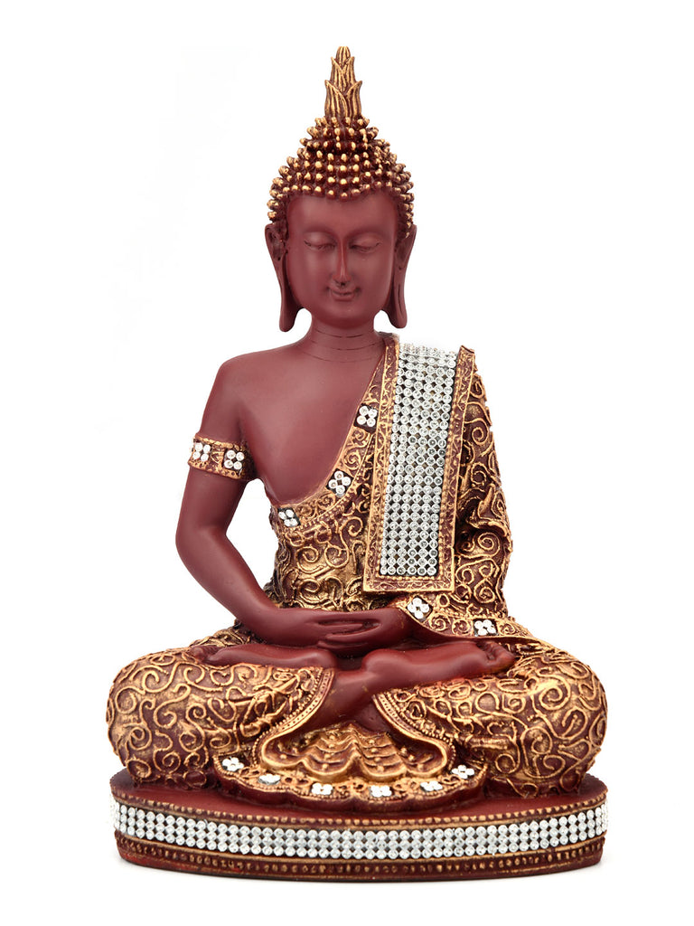 Buddha Dhyana Polyresin Showpiece (Brown & Gold)
