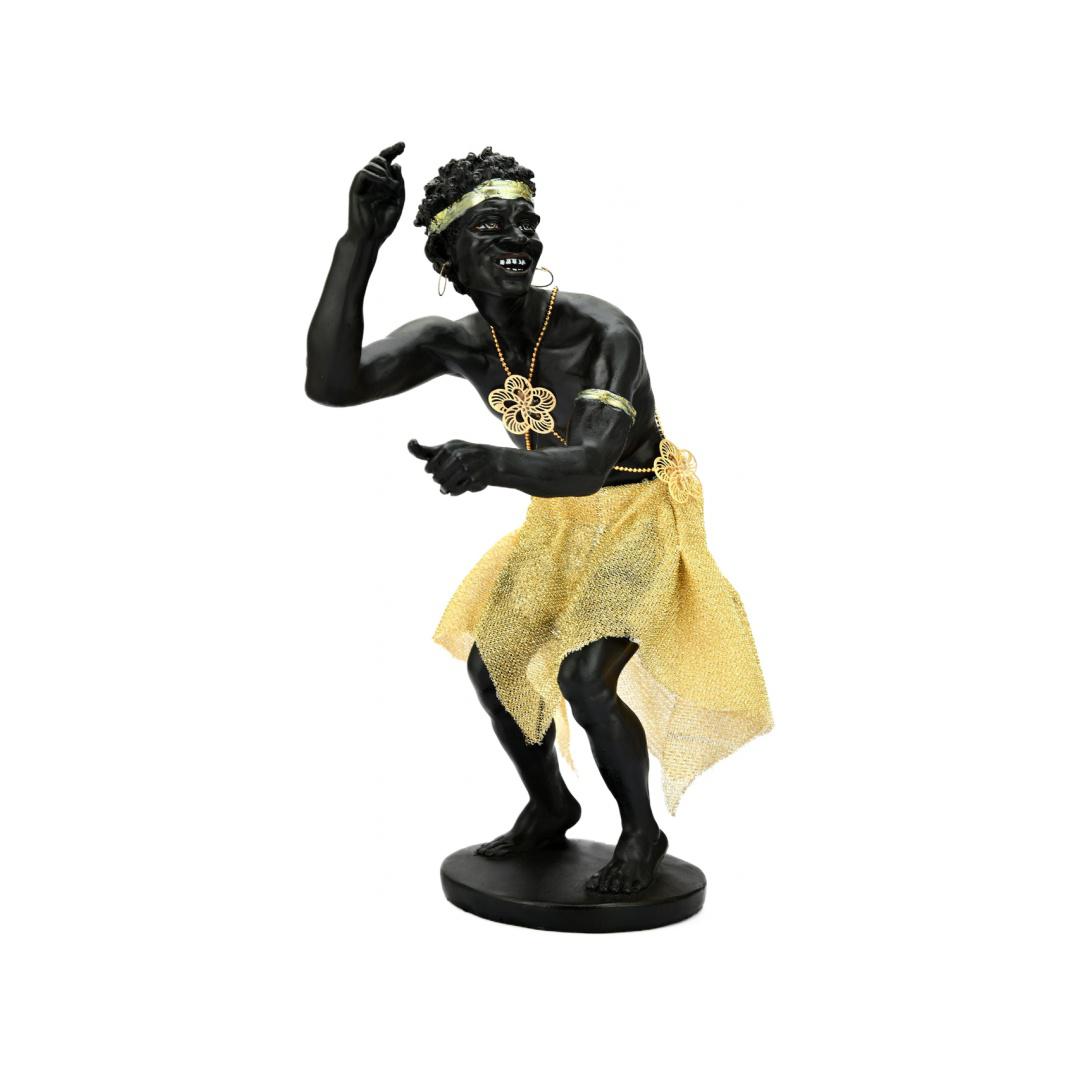 Tribal Man Dancing Polyresin Showpiece (Brown)
