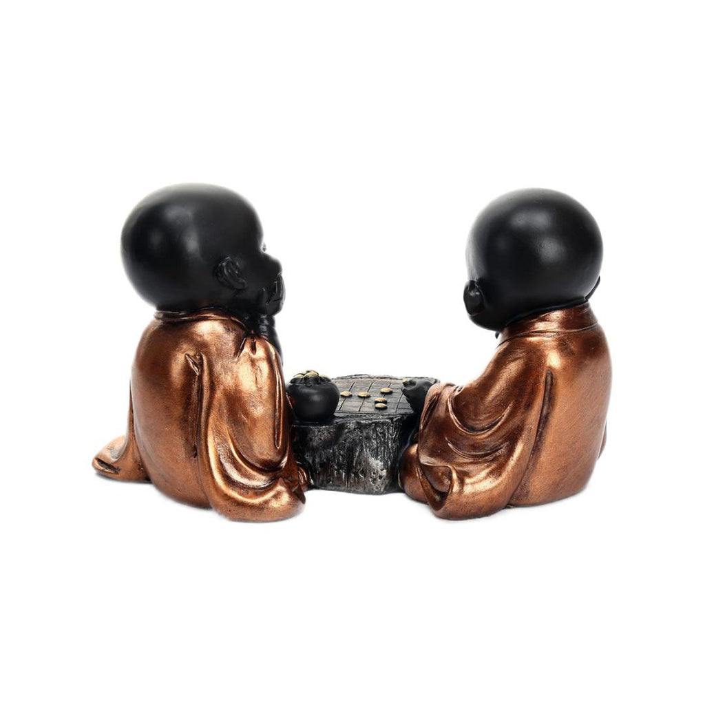 Baby Monks Playing Polyresin Showpiece (Brown)