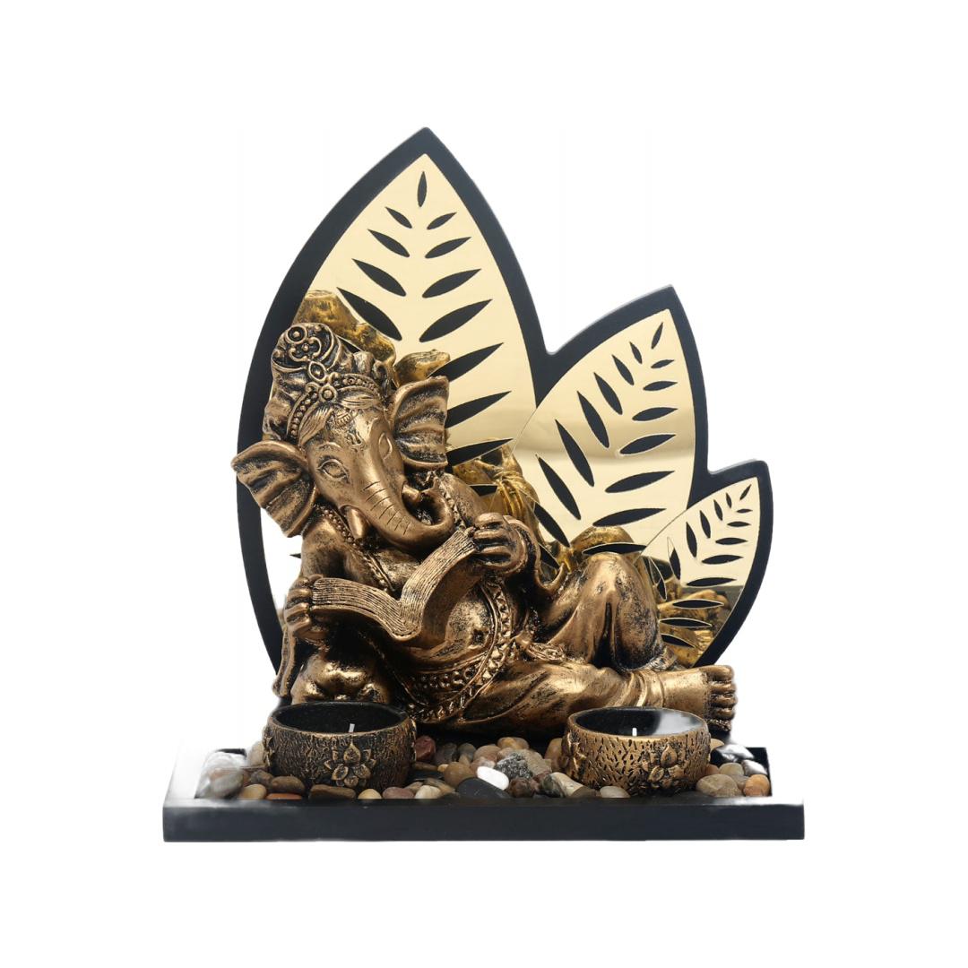 Devotional Ghyan Ganesha Polyresin Showpiece (Gold)