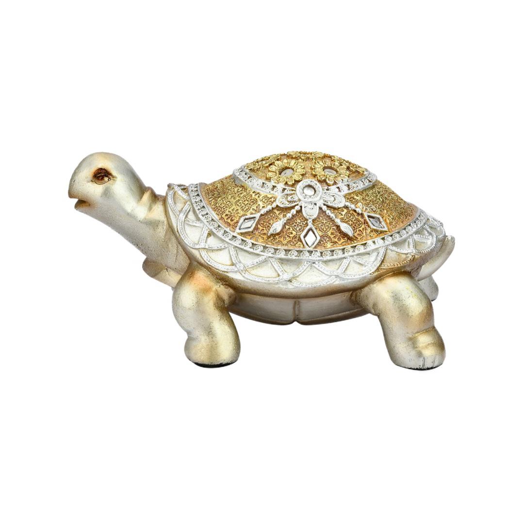 Turtle Animal Figurine Polyresin Showpiece (Gold)