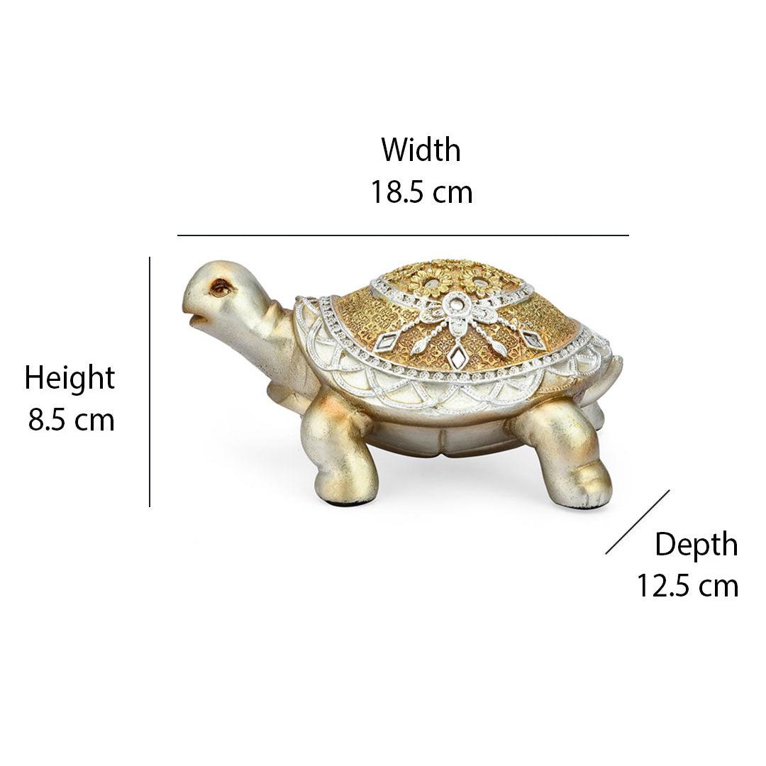 Turtle Animal Figurine Polyresin Showpiece (Gold)