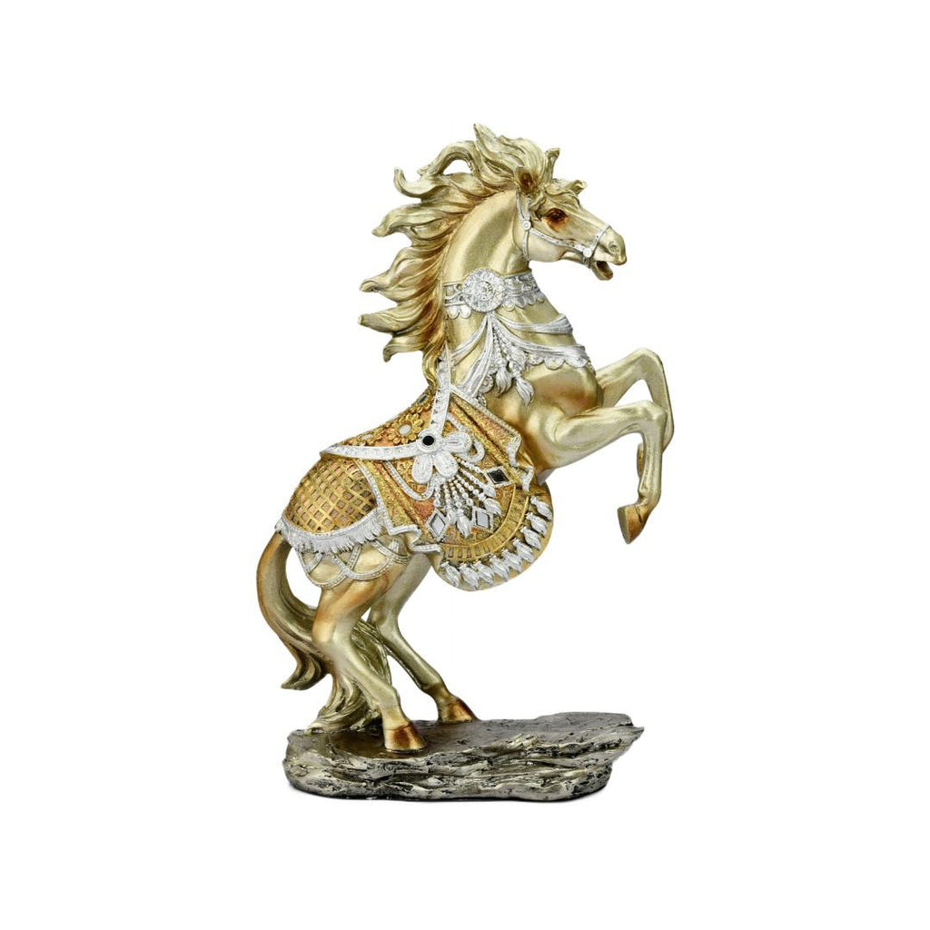 Jumping Horse Polyresin Showpiece (Gold)