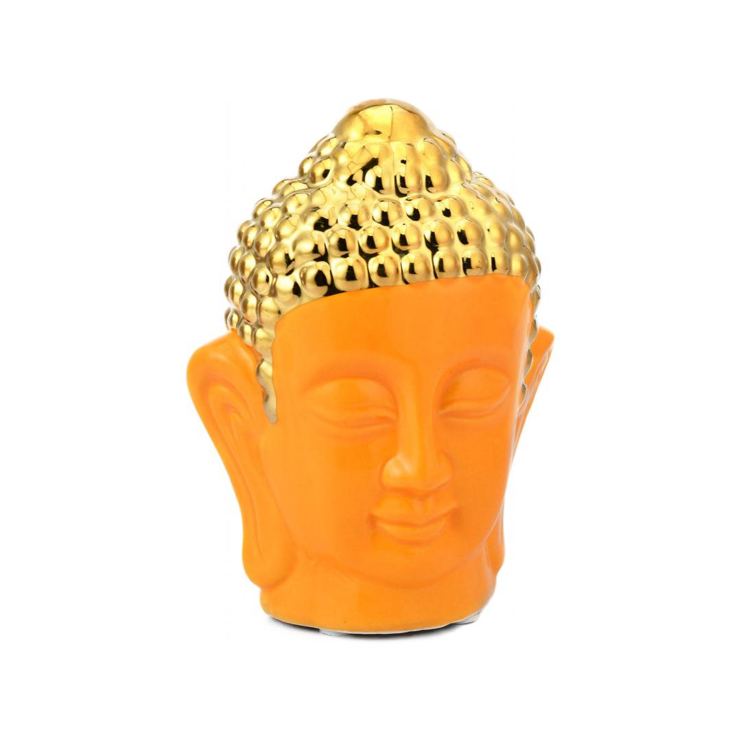 Buddha Face Decorative Ceramic Showpiece (Mustard)