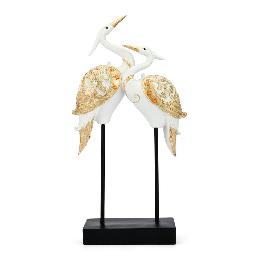 Mother Son Swan Polyresin Showpiece (White & Gold)