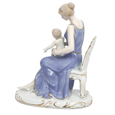 Mother & Child Love Decorative Ceramic Showpiece (Blue)