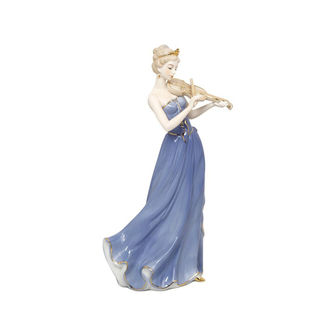 Lady Playing Violin Decorative Ceramic Showpiece (Blue)