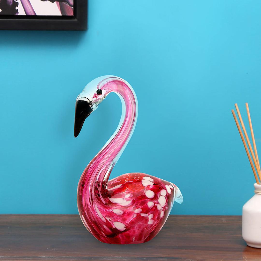 Flamingo Decorative Glass Showpiece (Purple)