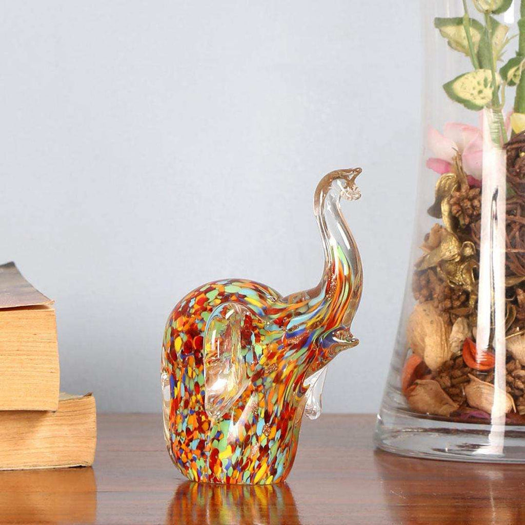 Elephant Decorative Glass Showpiece (Seagreen)