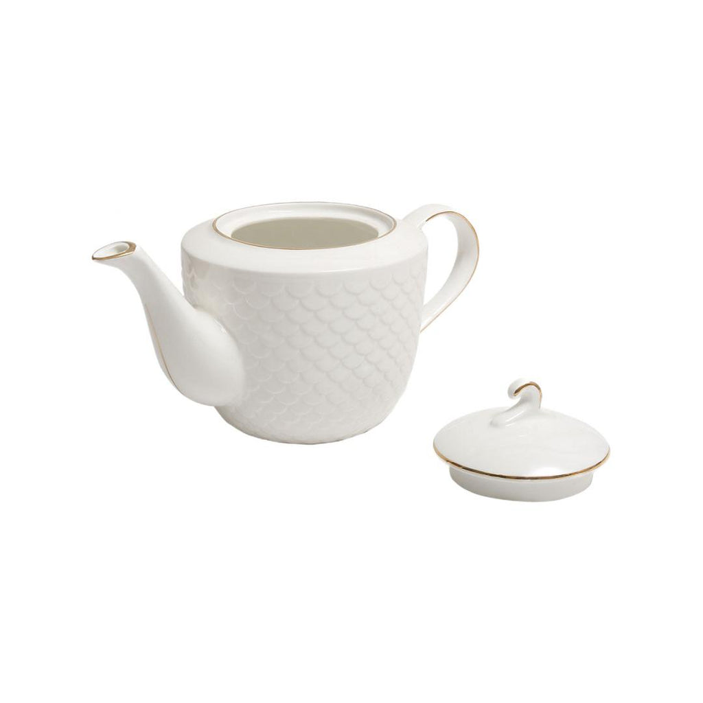 Gold Ripple Tea Set Of 15 Piece (White)