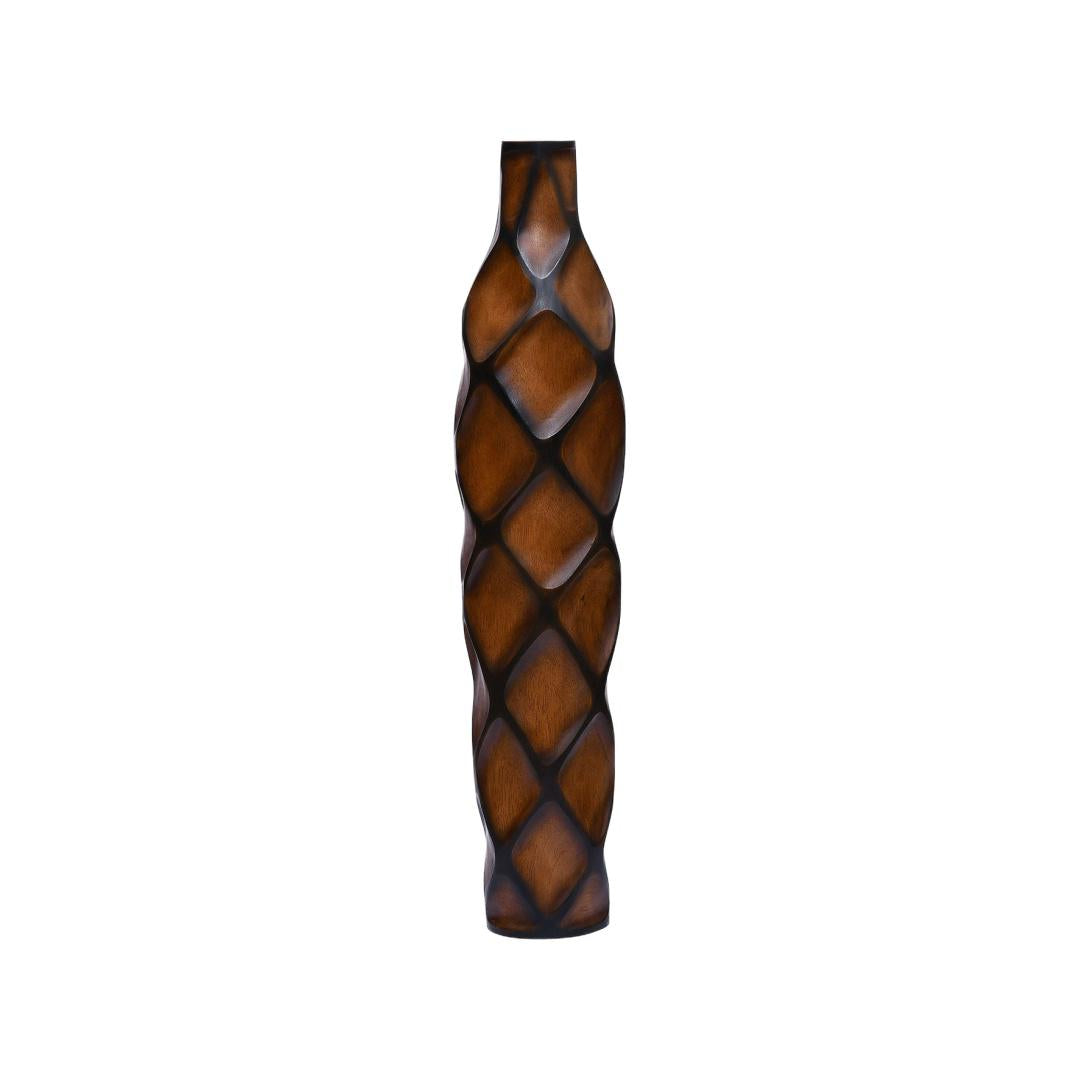 Brick Wooden Floor Vase (Brown)