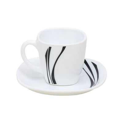 Laopala Midnight 125 ml Cup & Saucer Set of 12 (Multicolor)