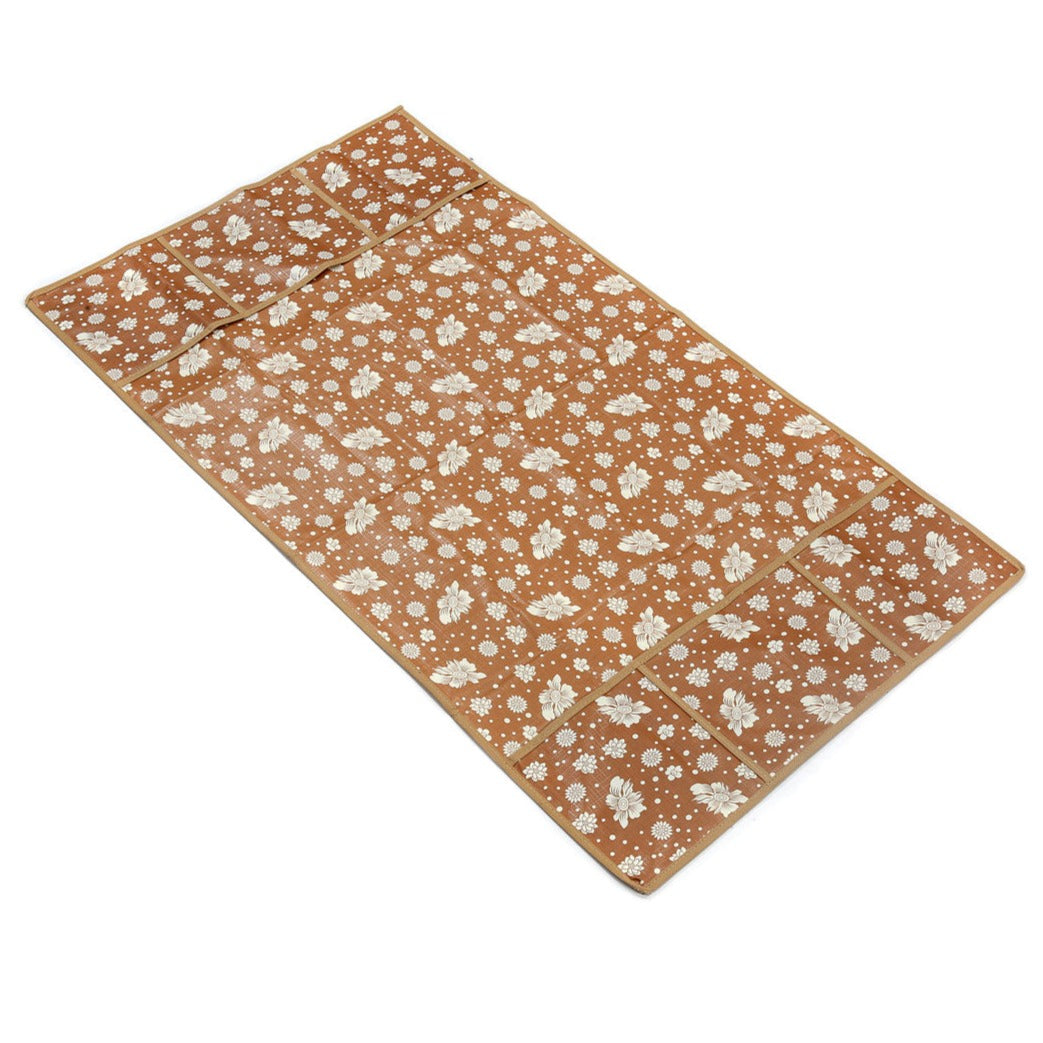 Printed 6 Pockets Fridge Top Cover (Brown)