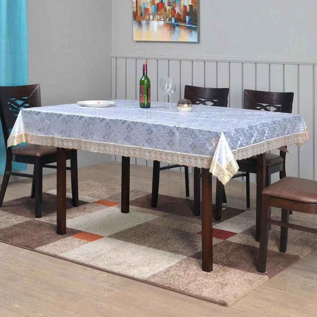 Marvel 54 inch x 78 inch 6 Seater Transparent Table Cover (Gold)