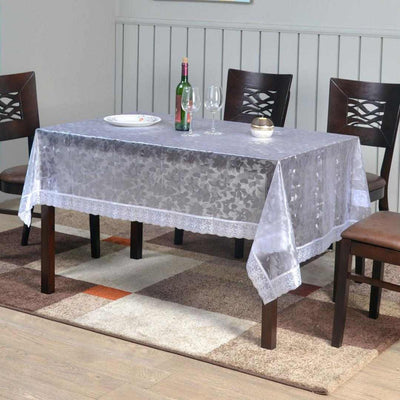Marvel 54 inch x 78 inch 6 Seater Transparent Table Cover (Silver)