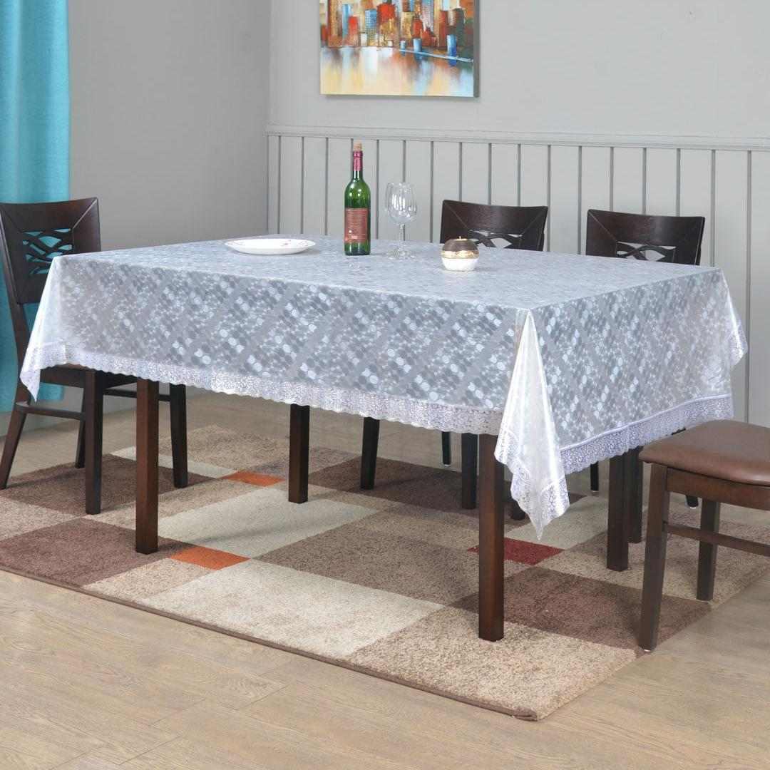 Marvel 60 inch x 90 inch 8 Seater Transparent Table Cover (Silver)