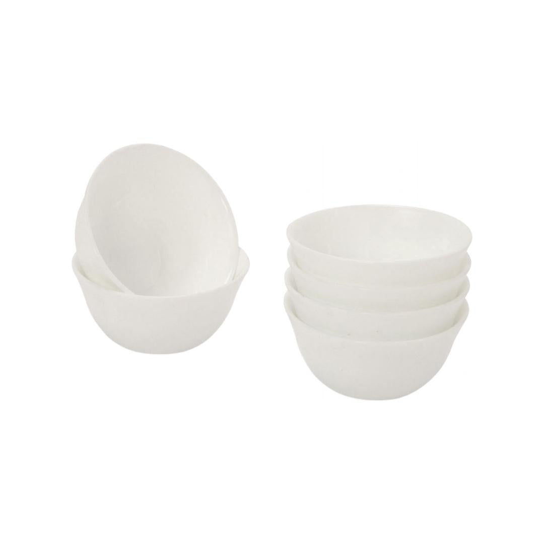 Plainware Veg Bowl Set Of 6 (White)