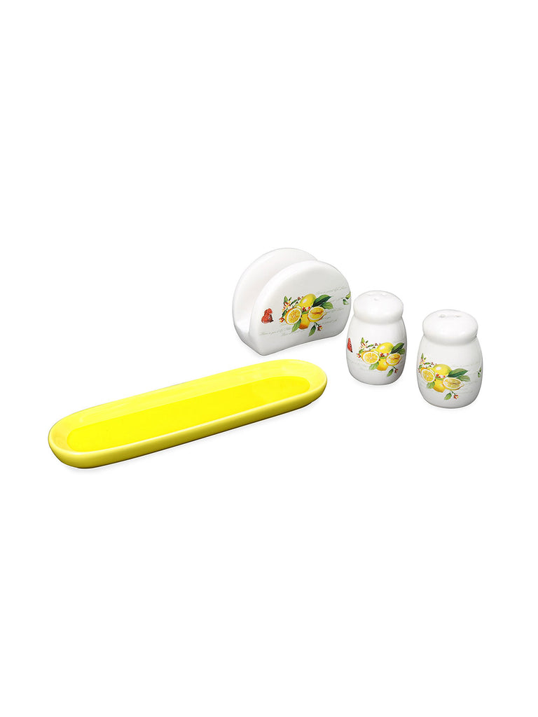 Salt & Pepper Napkin Holder With Tray (Yellow)