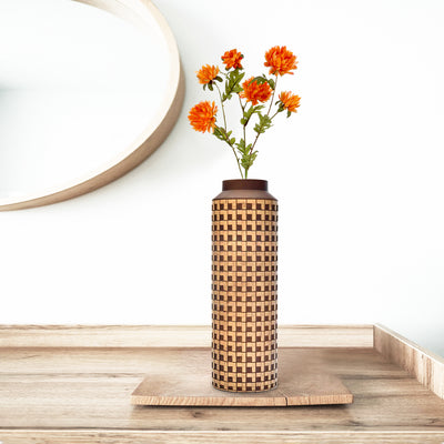 Decorative Straight Polyresin Vase (Brown & Beige)