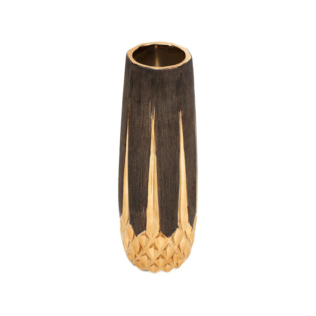 Rhombus Decorative Tumbler Vase (Brown & Gold)