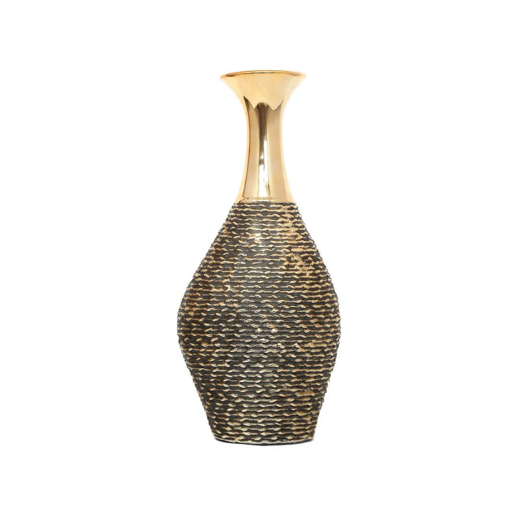 Glamor Decorative Ceramic Bottle Vase (Gold)