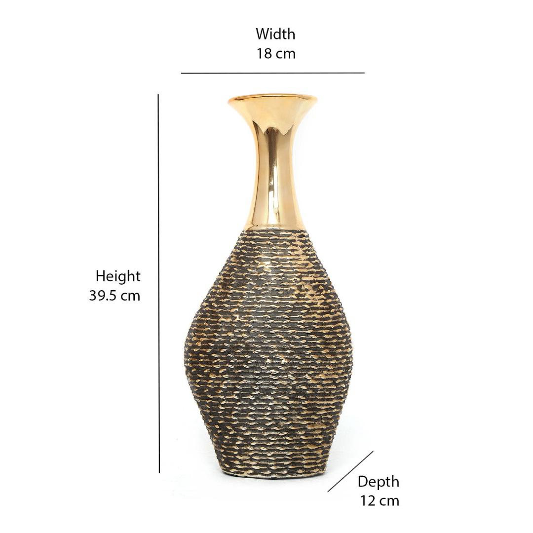 Glamor Decorative Ceramic Bottle Vase (Gold)