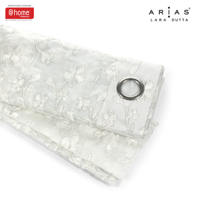 Arias Luxuria Sheers Floral 5 Ft Crepe Organza Window Curtain Set of 2 (White)